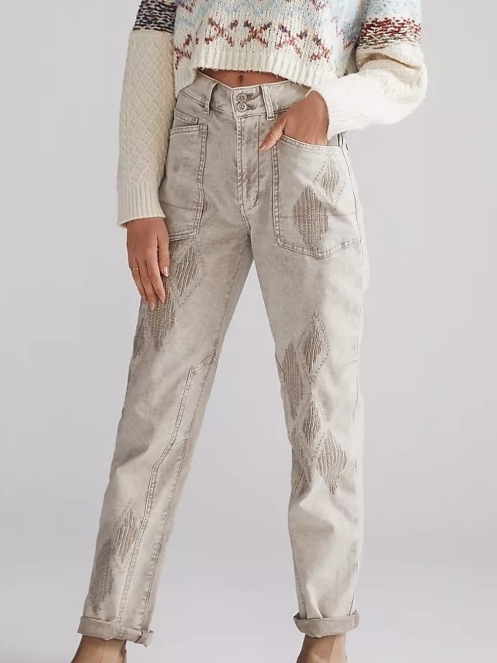 Pilcro Wanderer Embroidered Utility Pants